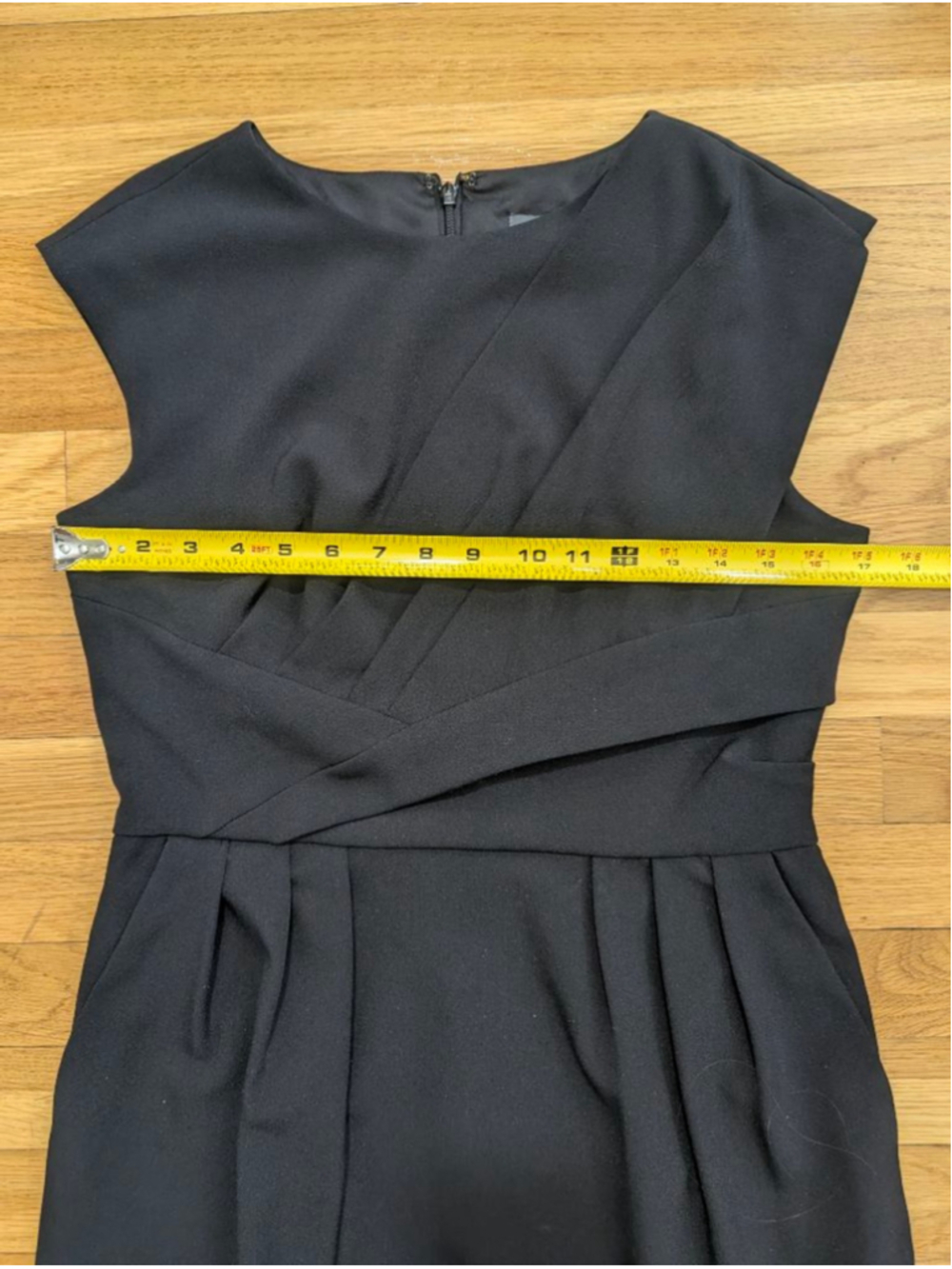 Adrianna Papell Pleat Side Swag Sheath Dress Black Size 8 - Picture 8 of 13
